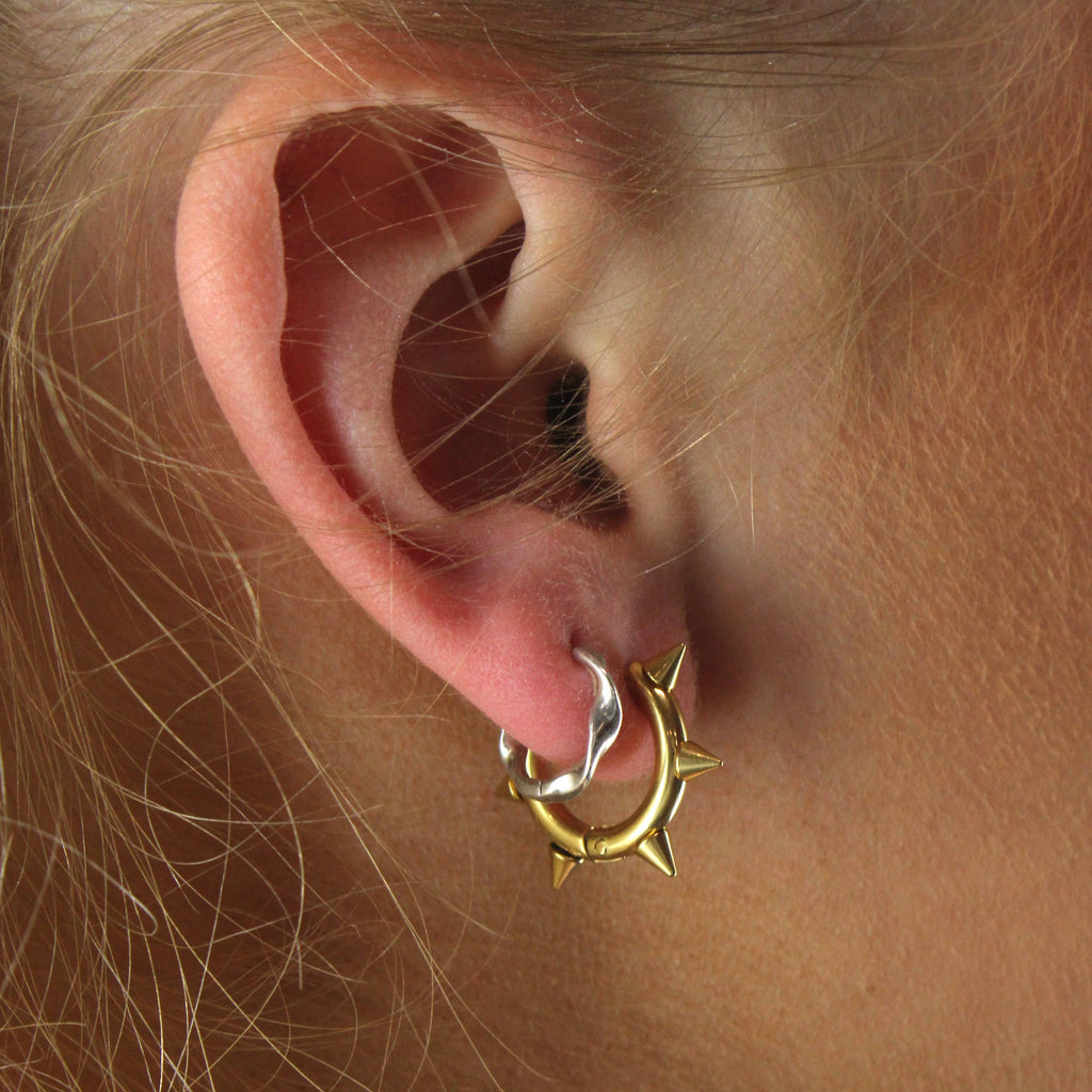 Punk-fection Spike Huggie Hoop Earrings (Gold Plated) - Sour Cherry