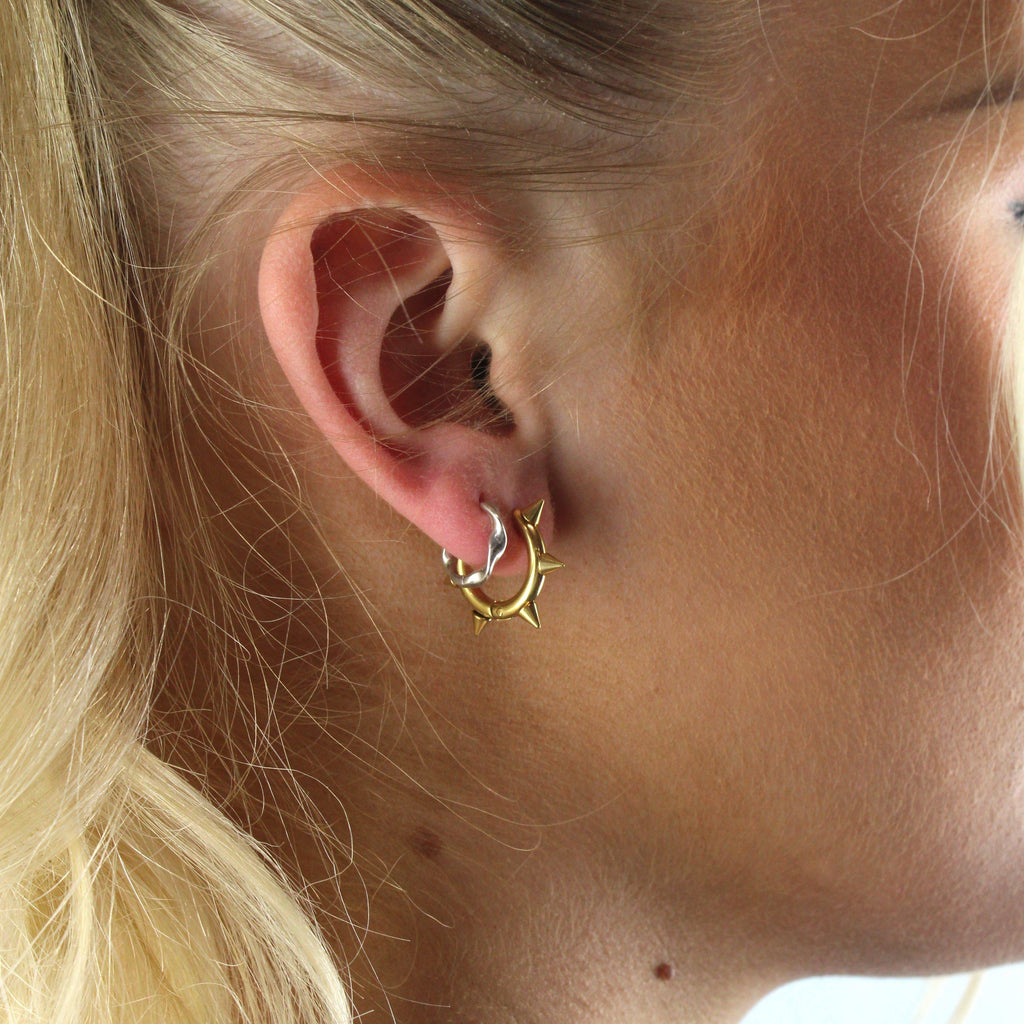 Punk-fection Spike Huggie Hoop Earrings (Gold Plated) - Sour Cherry