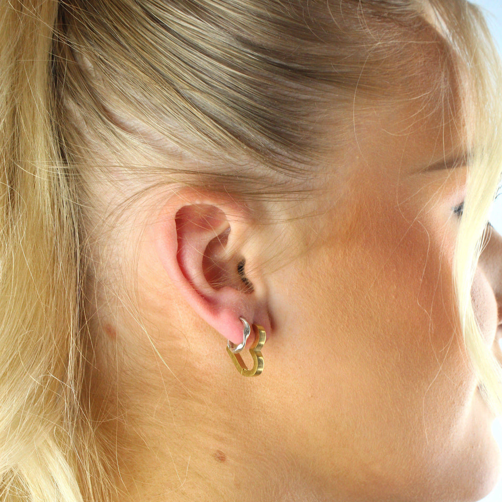 Heart Huggie Hoop Earrings (Gold Plated) - Sour Cherry