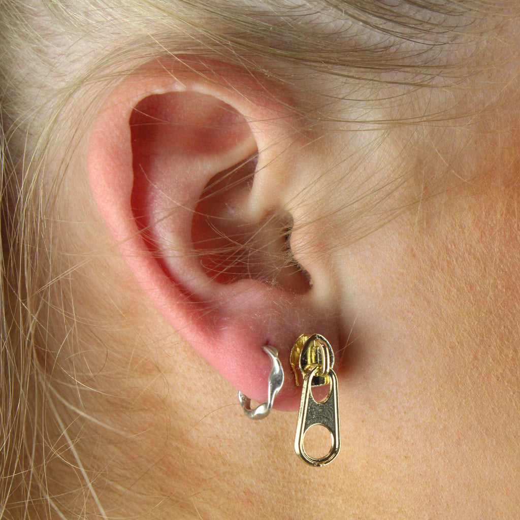 Zipper Earrings (Gold Plated) - Sour Cherry