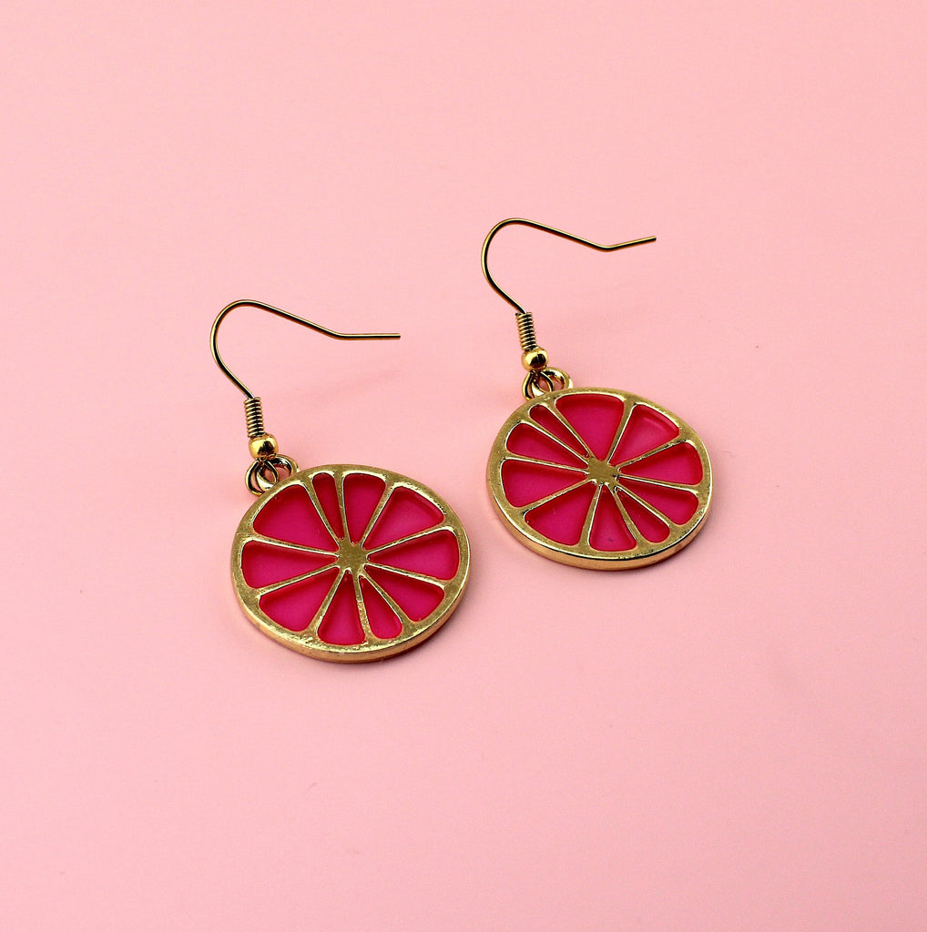 Pink Grapefruit Earrings - Sour Cherry