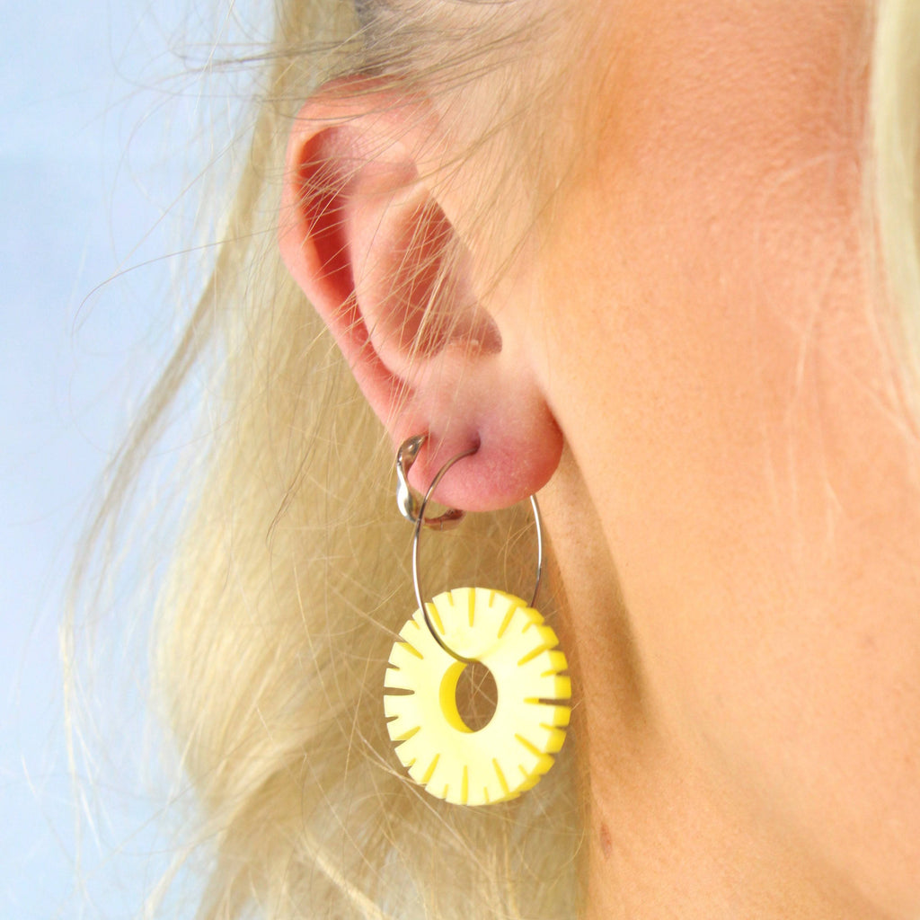 Pineapple Ring Hoop Earrings - Sour Cherry