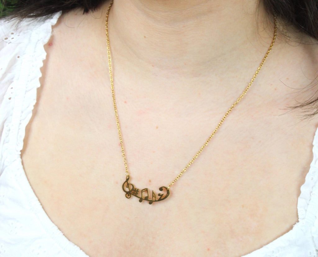 Music Note Necklace (Gold Plated) - Sour Cherry