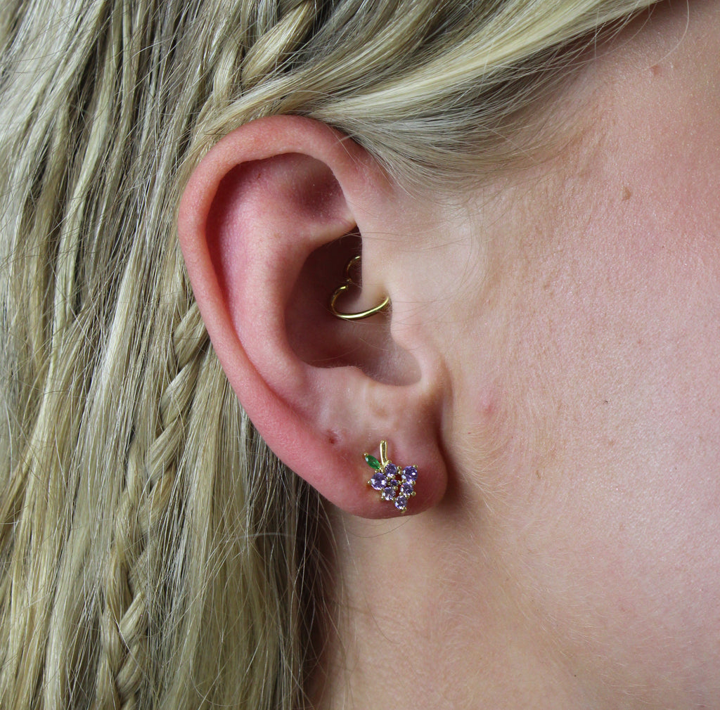 Vineyard Vibes Grapes Stud Earrings - Sour Cherry