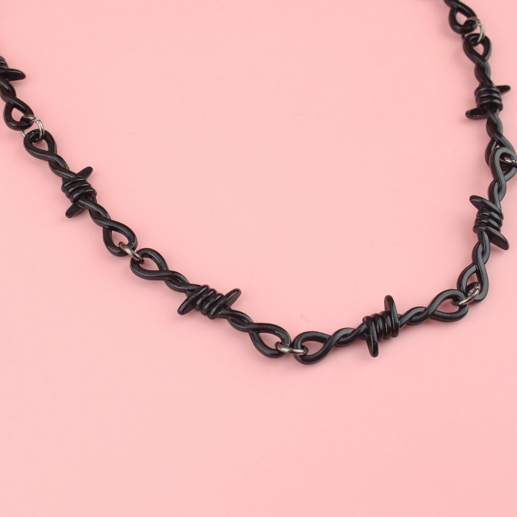 20 Inch Black Barbed Wire Necklace
