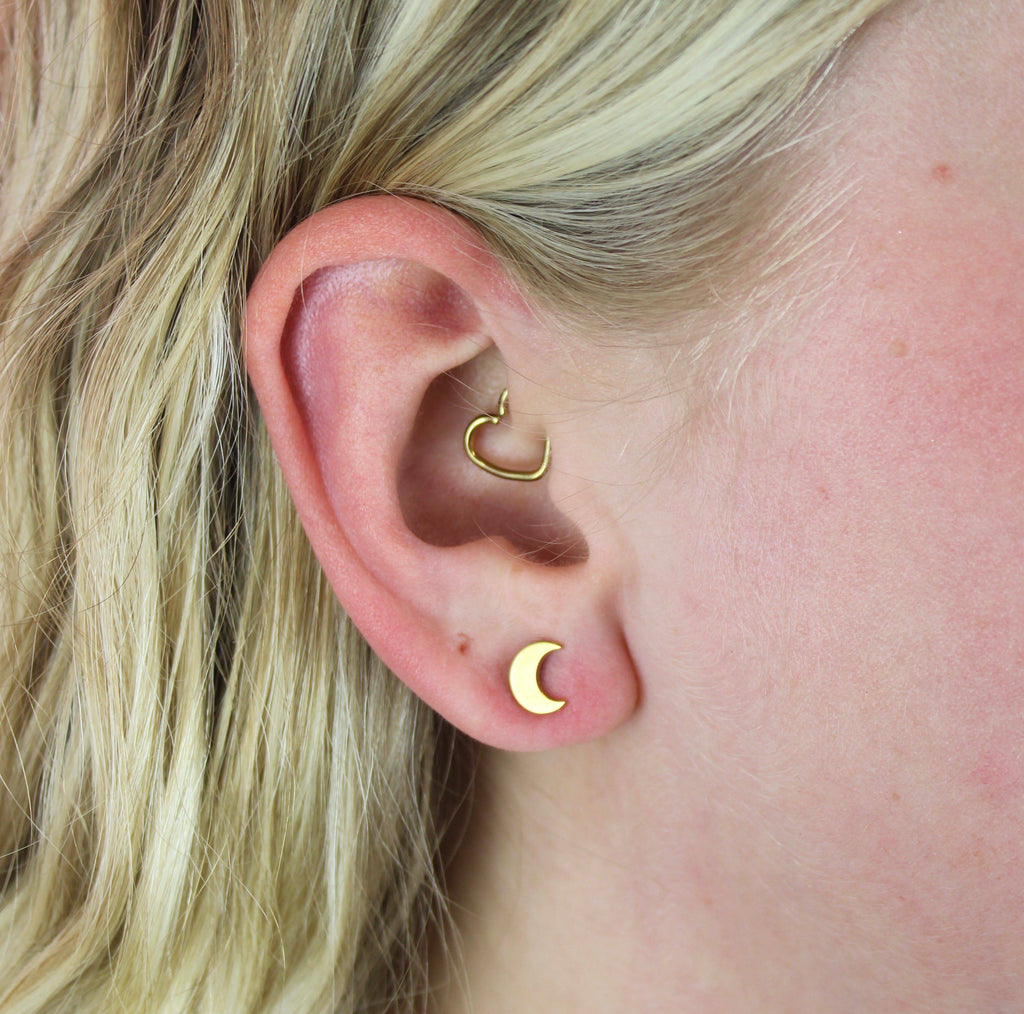 Moon Stud Earrings (Gold Plated) - Sour Cherry
