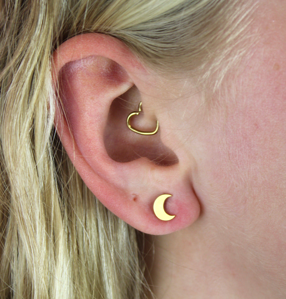 Moon Stud Earrings (Gold Plated) - Sour Cherry