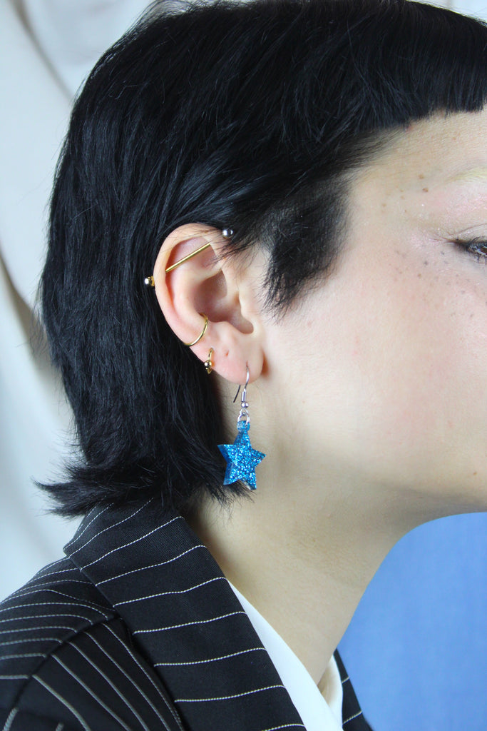 All That Glitters Blue Star Earrings - Sour Cherry