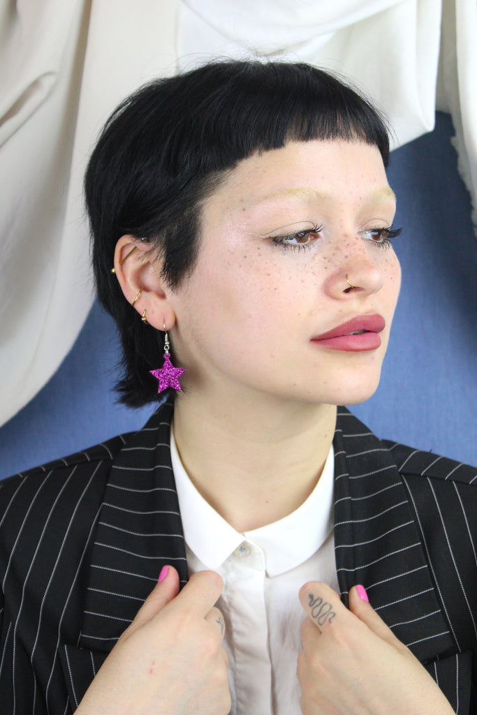 All That Glitters Purple Star Earrings - Sour Cherry