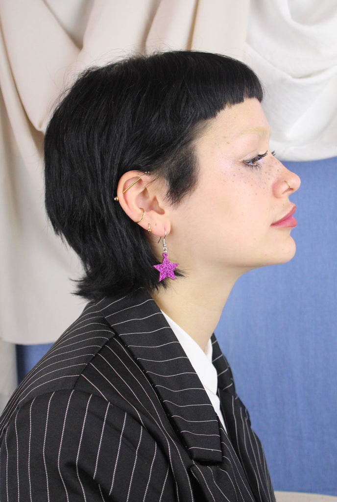 All That Glitters Purple Star Earrings - Sour Cherry