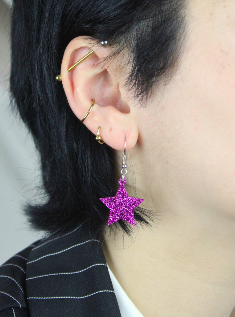 All That Glitters Purple Star Earrings - Sour Cherry