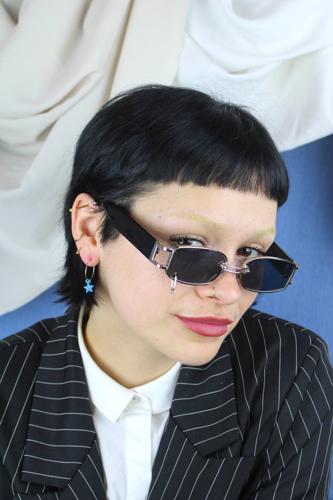 Mini Blue Glitter Star Hoop Earrings - Sour Cherry