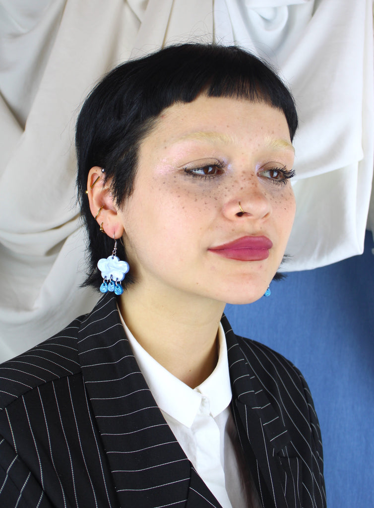 Blue Glitter Acid Rain Earrings - Sour Cherry