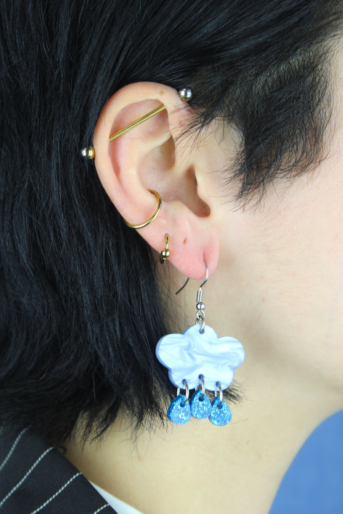 Blue Glitter Acid Rain Earrings - Sour Cherry