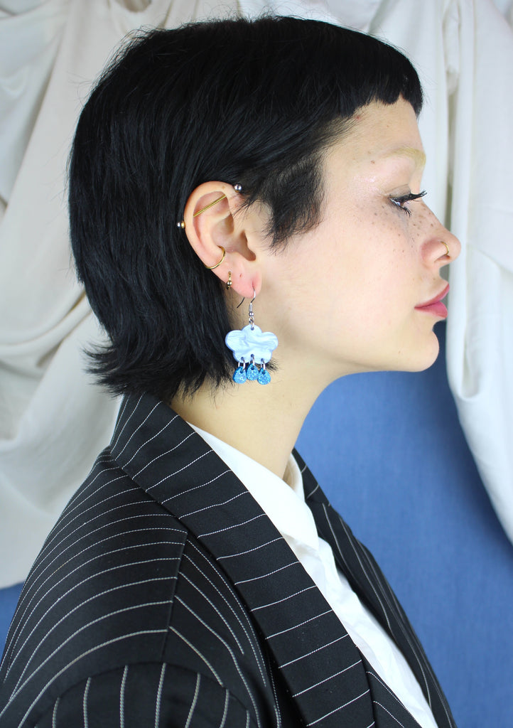 Blue Glitter Acid Rain Earrings - Sour Cherry