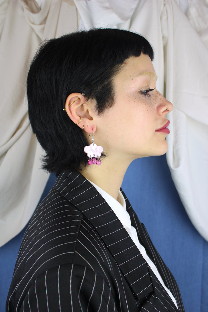 Pink Glitter Acid Rain Earrings - Sour Cherry
