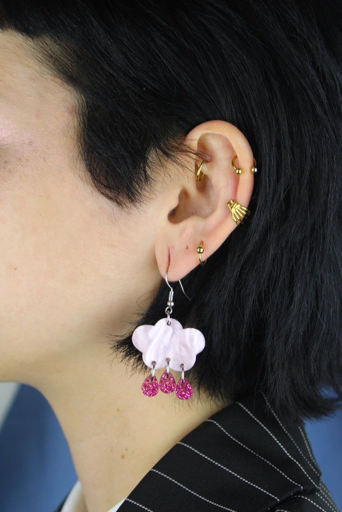 Purple Glitter Acid Rain Earrings - Sour Cherry