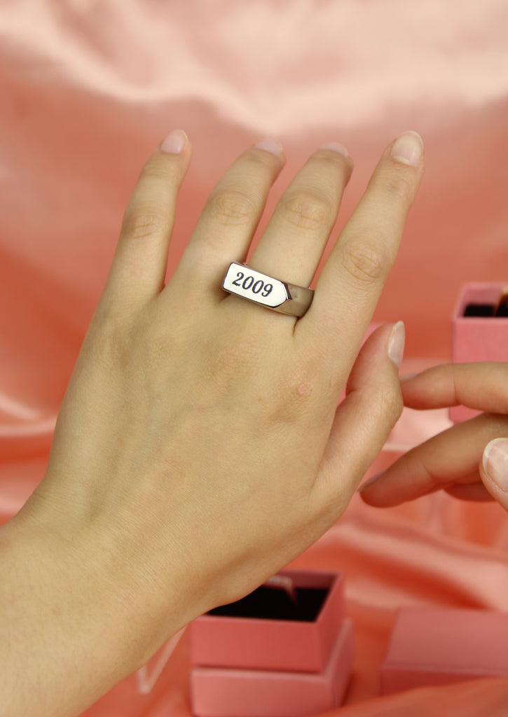 Chunky Customisable Birth Year Ring - Sour Cherry