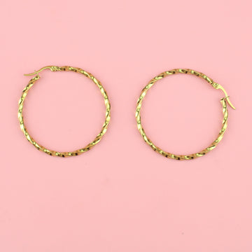44mm Twisted Hoop Earrings (Gold Plated)