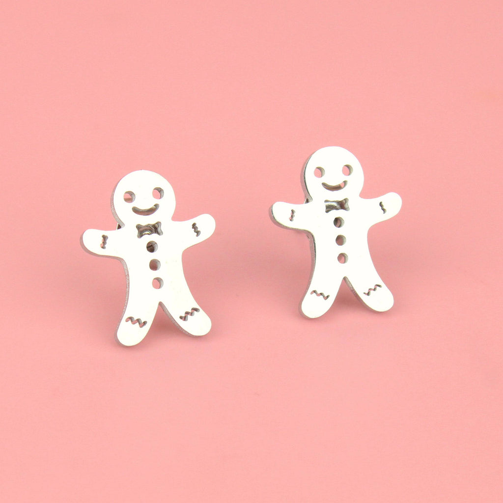 Not My Gumdrop Buttons! Gingerbread Man Stud Earrings - Sour Cherry