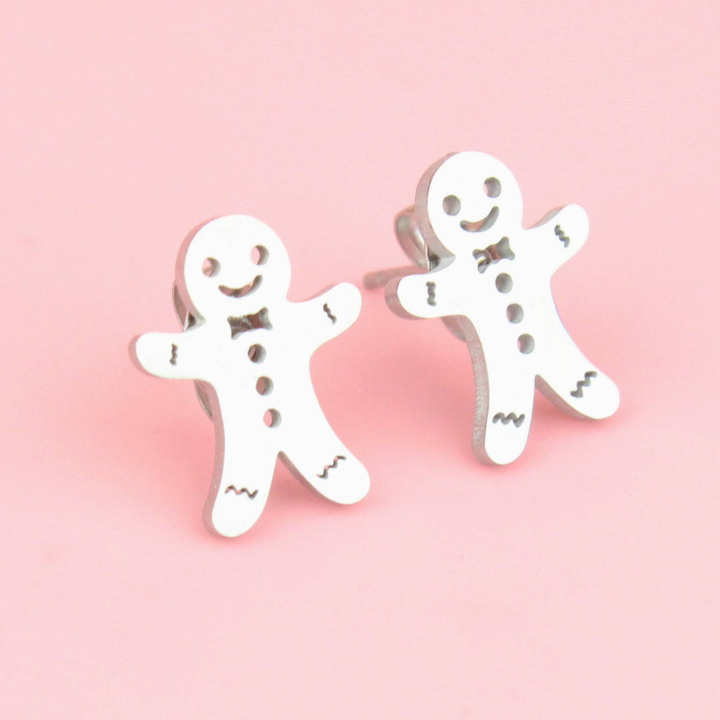 Not My Gumdrop Buttons! Gingerbread Man Stud Earrings - Sour Cherry