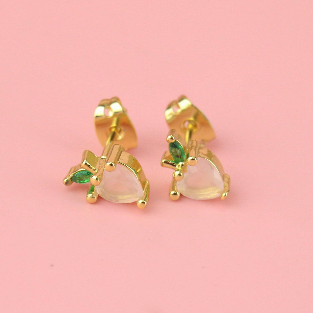 You’ll Always Have A Peach Of My Heart Stud Earrings - Sour Cherry