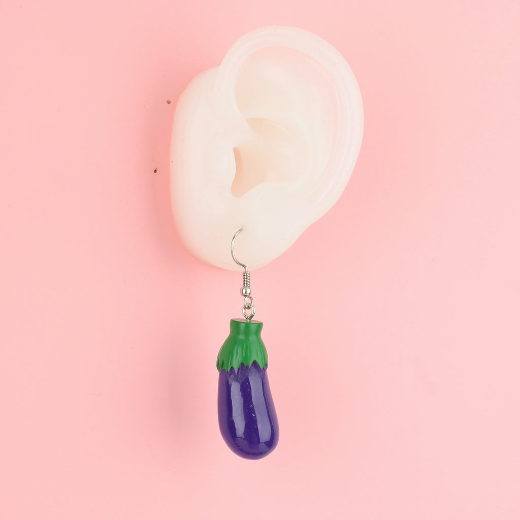 Eggplant Dangler Earrings - Sour Cherry
