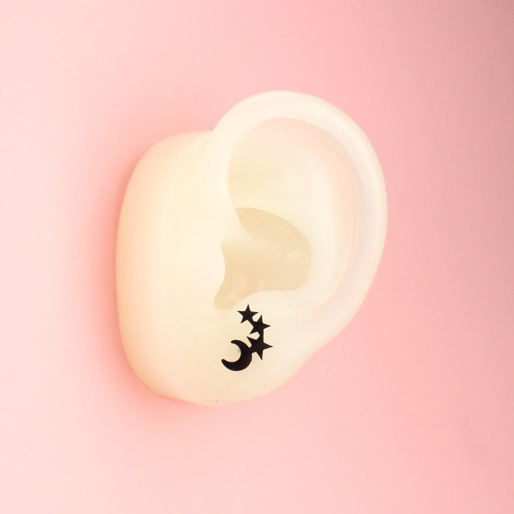 Night Sky Stud Earrings - Black - Sour Cherry