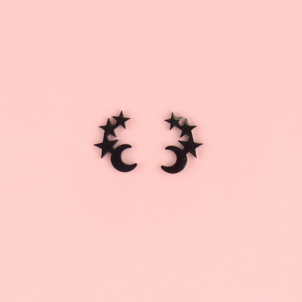 Night Sky Stud Earrings - Black - Sour Cherry
