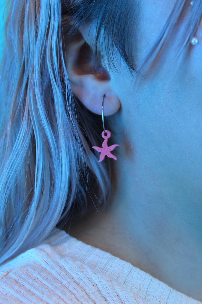 Starfish Hoop Earrings - Sour Cherry