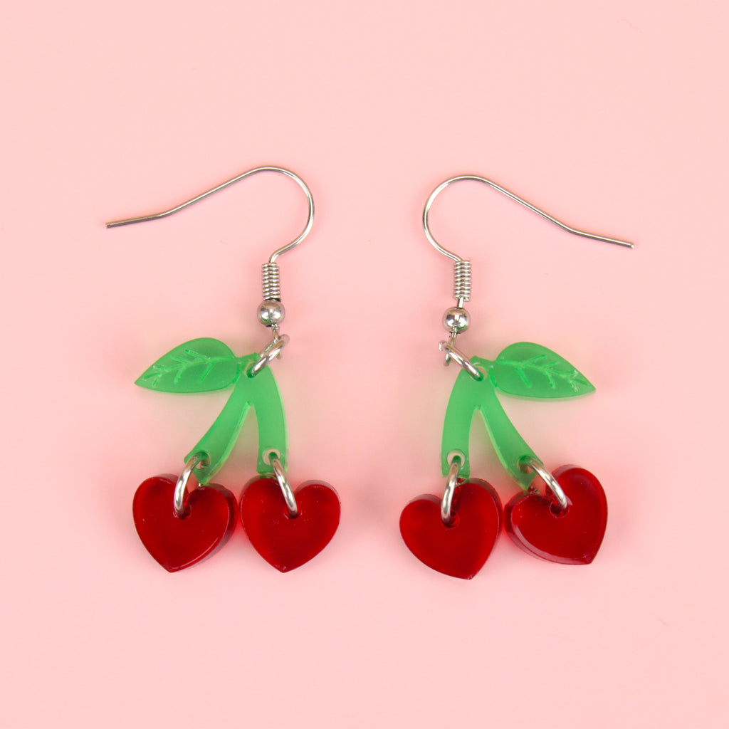 Cherry Love Earrings (Transparent Red) - Sour Cherry