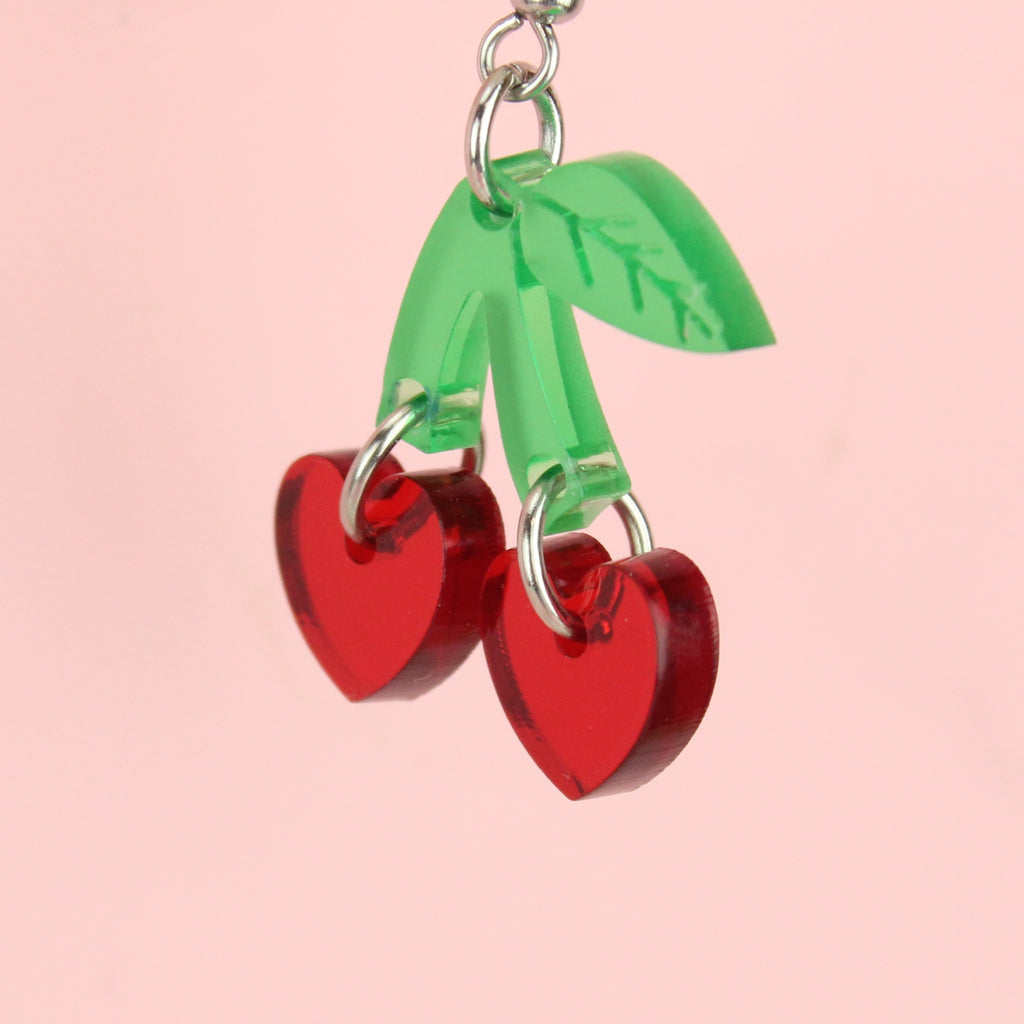 Cherry Love Earrings (Transparent Red) - Sour Cherry