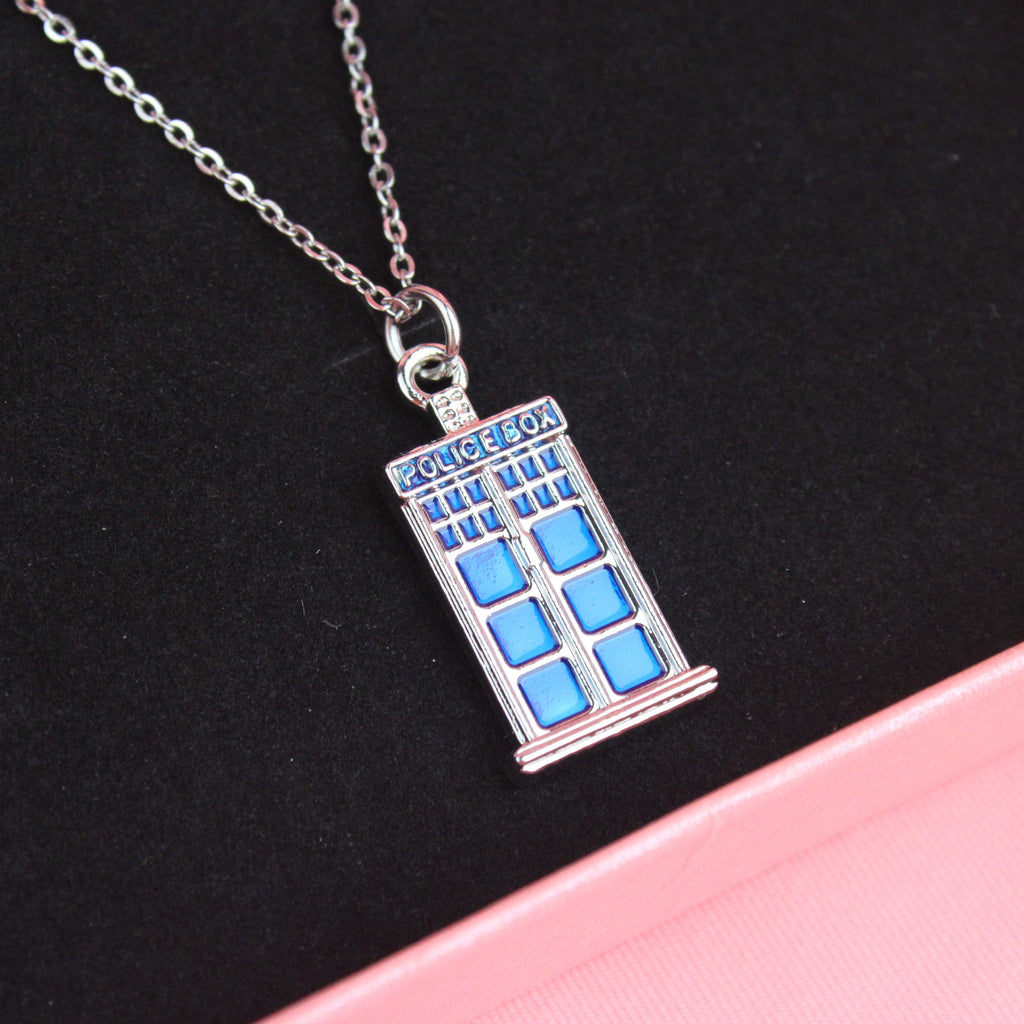 Tardis Earrings And Necklace Gift Set - Sour Cherry