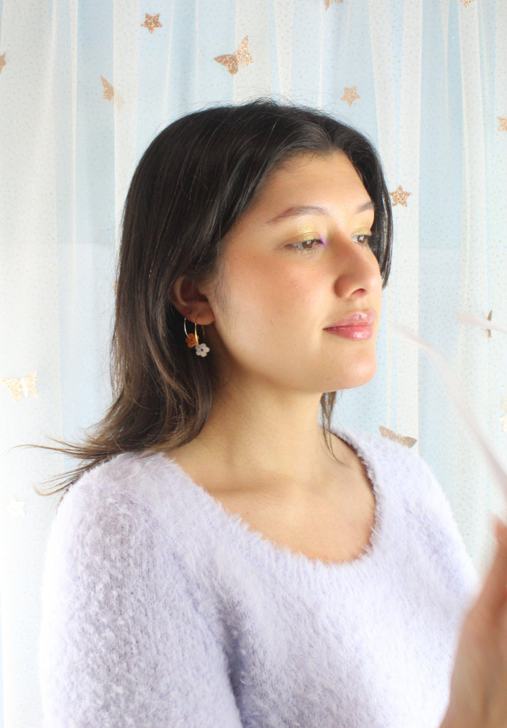 Tangerine Dream Flower Power Hoop Earring Set - Sour Cherry