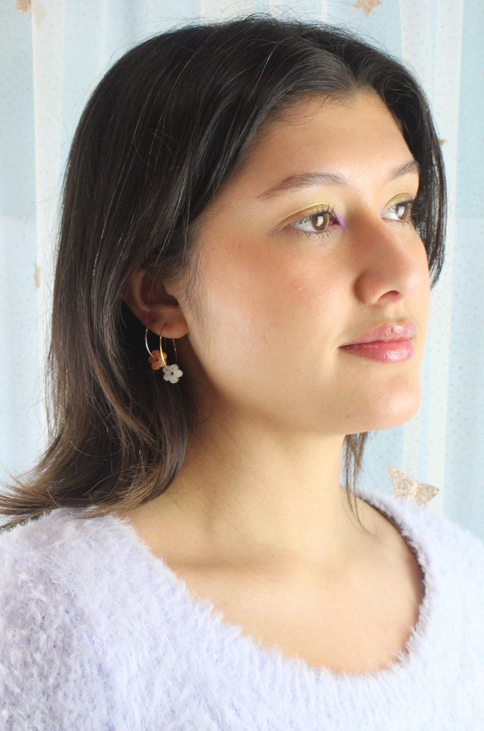 Tangerine Dream Flower Power Hoop Earring Set - Sour Cherry