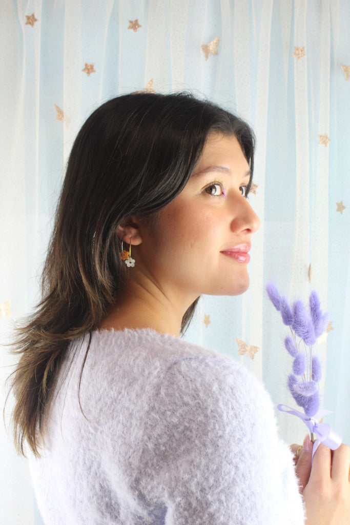 Tangerine Dream Flower Power Hoop Earring Set - Sour Cherry