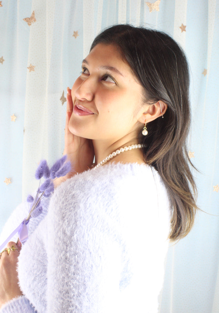 Cherished Pearl Huggie Hoop Earrings (Gold Plated) - Sour Cherry