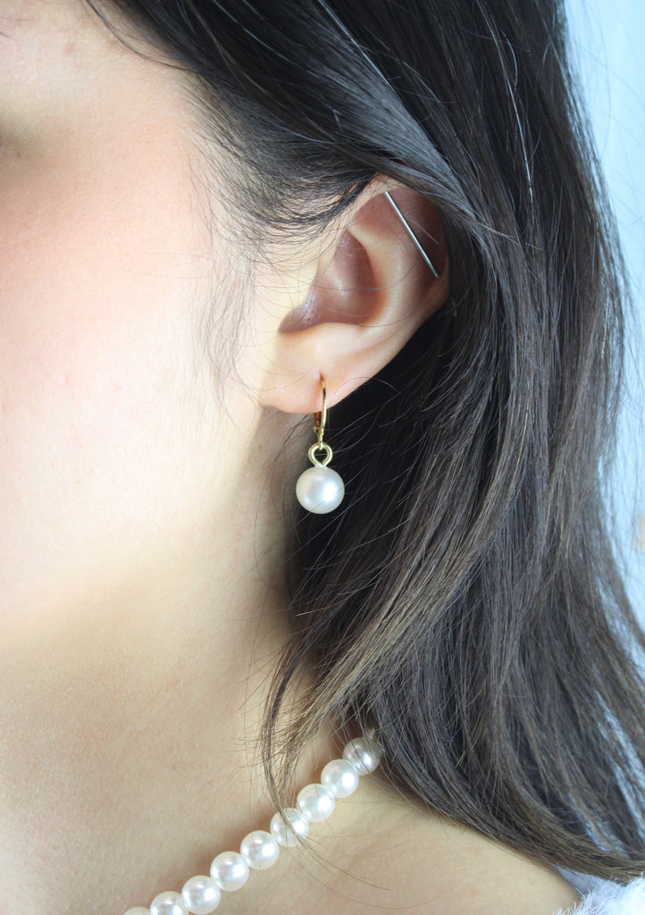 Cherished Pearl Huggie Hoop Earrings (Gold Plated) - Sour Cherry
