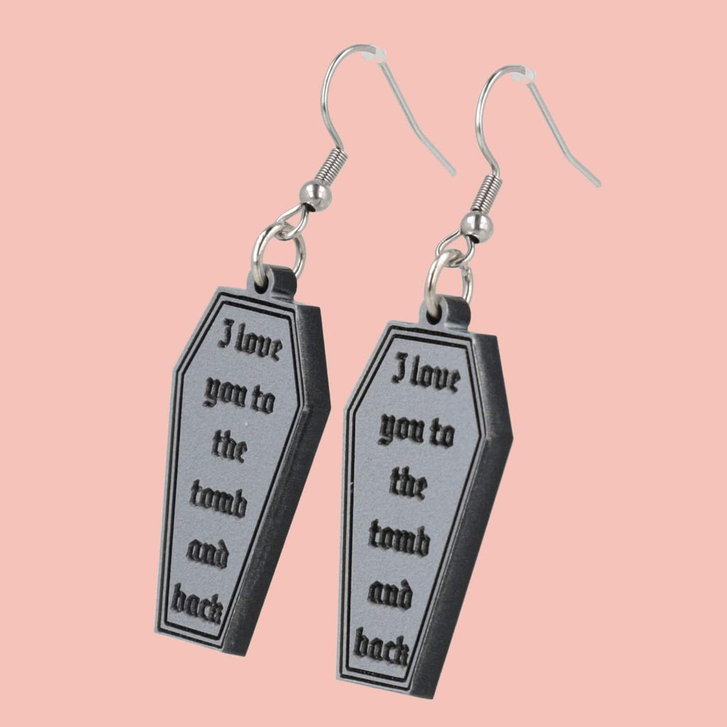 I Love You To The Tomb And Back Earrings - Sour Cherry