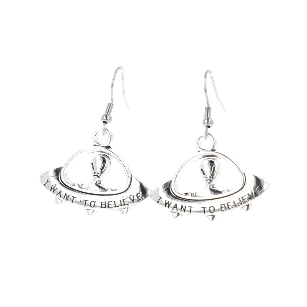 I Want To Believe UFO Earrings - Sour Cherry