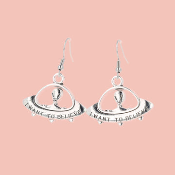 I Want To Believe UFO Earrings - Sour Cherry