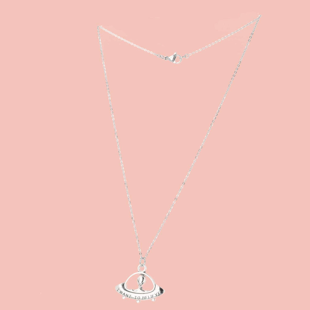 I Want To Believe UFO Necklace - Sour Cherry