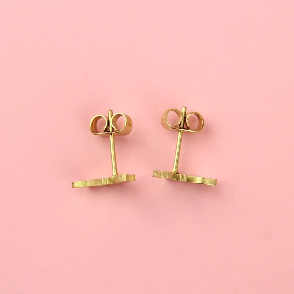 Gold plated stainless steel shark-shaped stud earrings