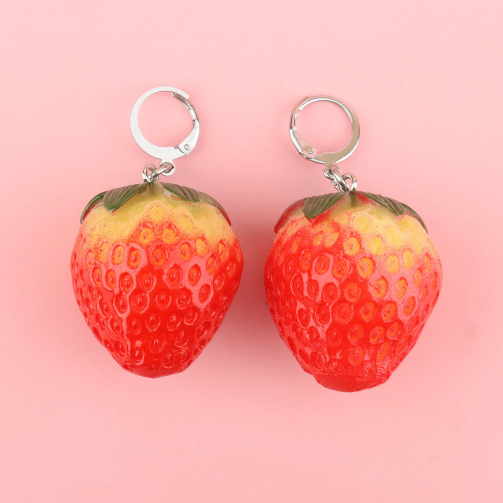 Jerry The Berry Strawberry Huggie Hoop Earrings - Sour Cherry