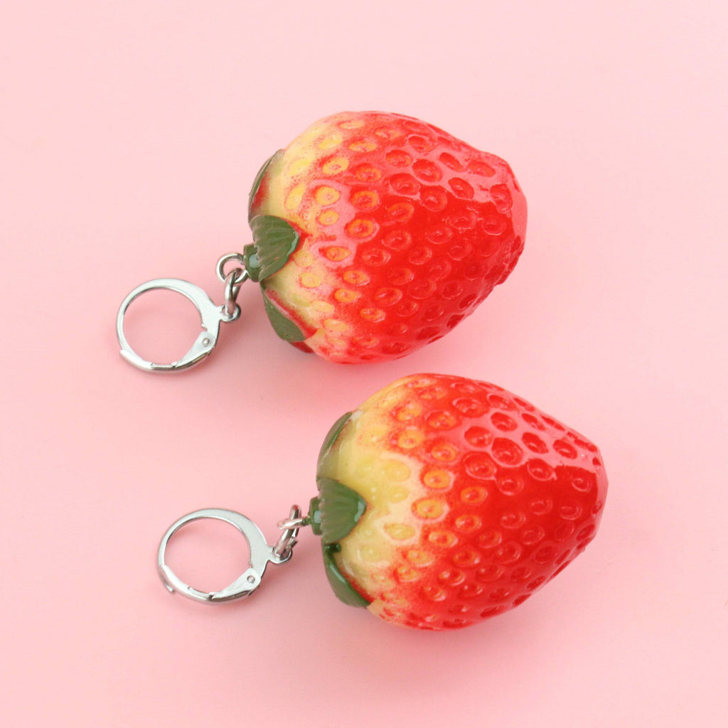 Jerry The Berry Strawberry Huggie Hoop Earrings - Sour Cherry