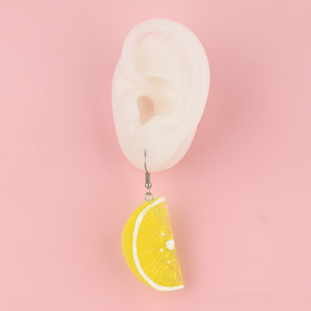 Ear wearing Lemon-aid Earrings