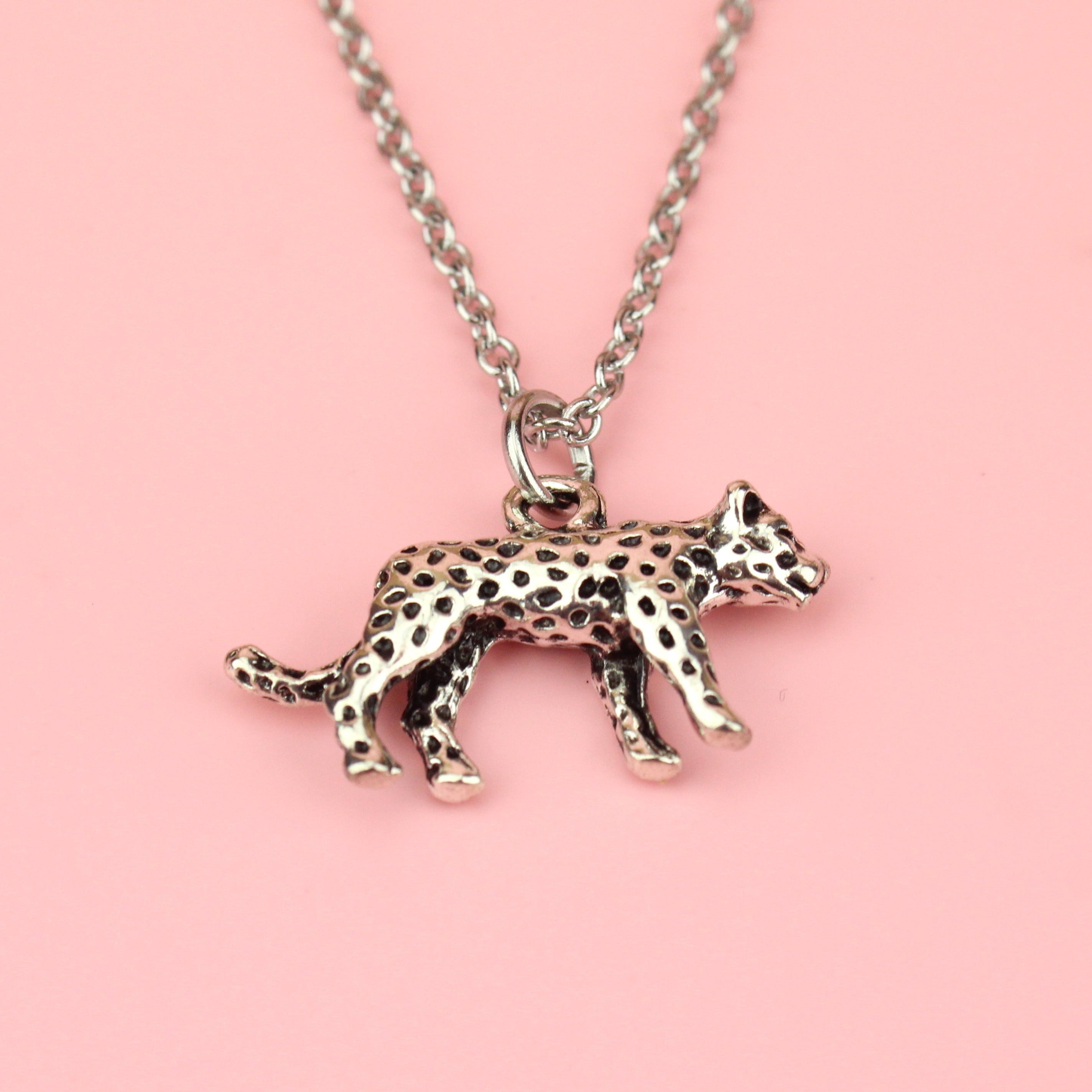 アクセサリー LEOPARD PENDANT 925 Sterling Silver Red CZ Eyes Hollowed Leopard Pendant