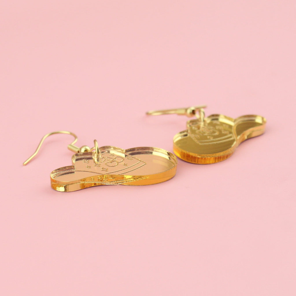 Let's Go Girls Gold Cowgirl Hat Earrings - Sour Cherry