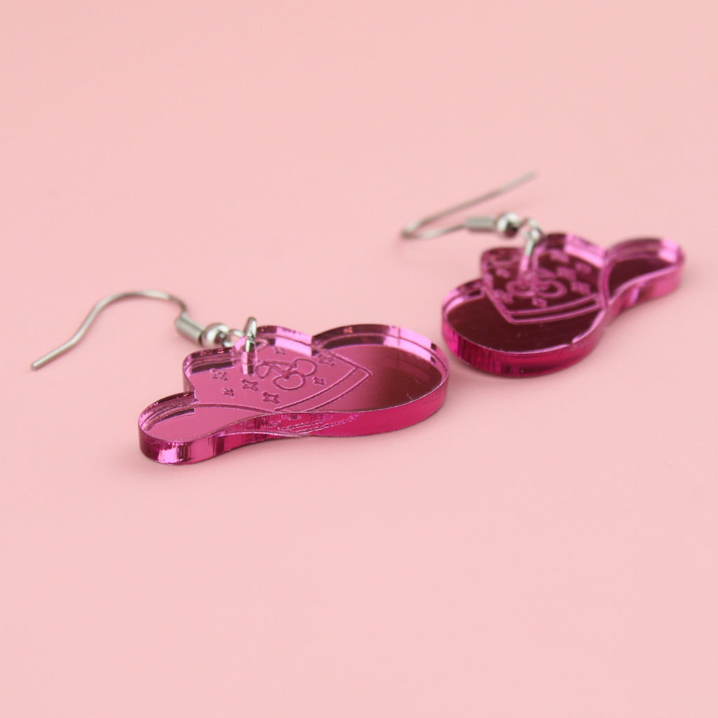 Let's Go Girls Pink Cowgirl Hat Earrings - Sour Cherry