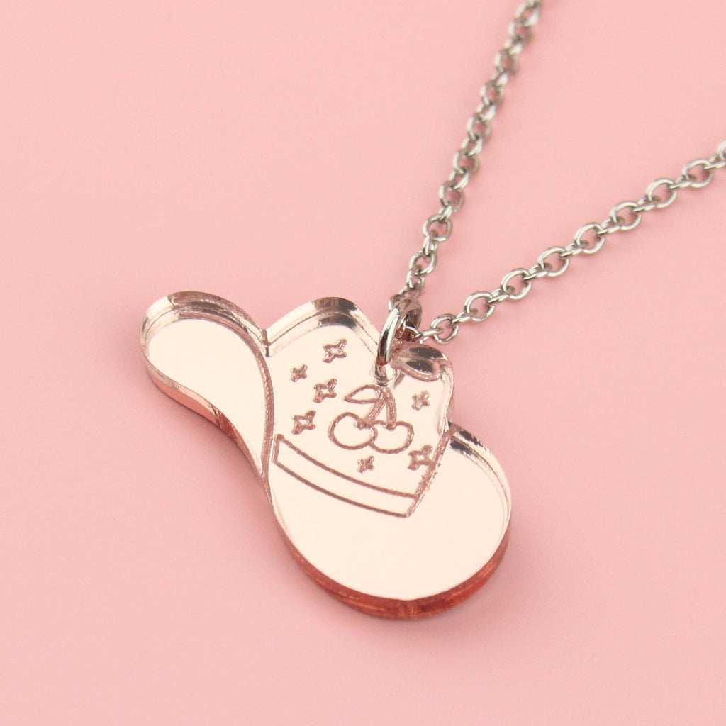 Let's Go Girls Rose Gold Cowgirl Hat Necklace - Sour Cherry